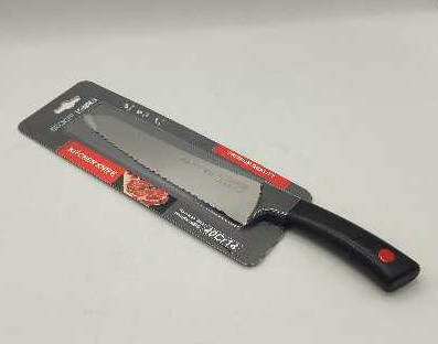 Нож для хлеба с чёрной ручкой Kitchen knife R-4338 (40cr14)