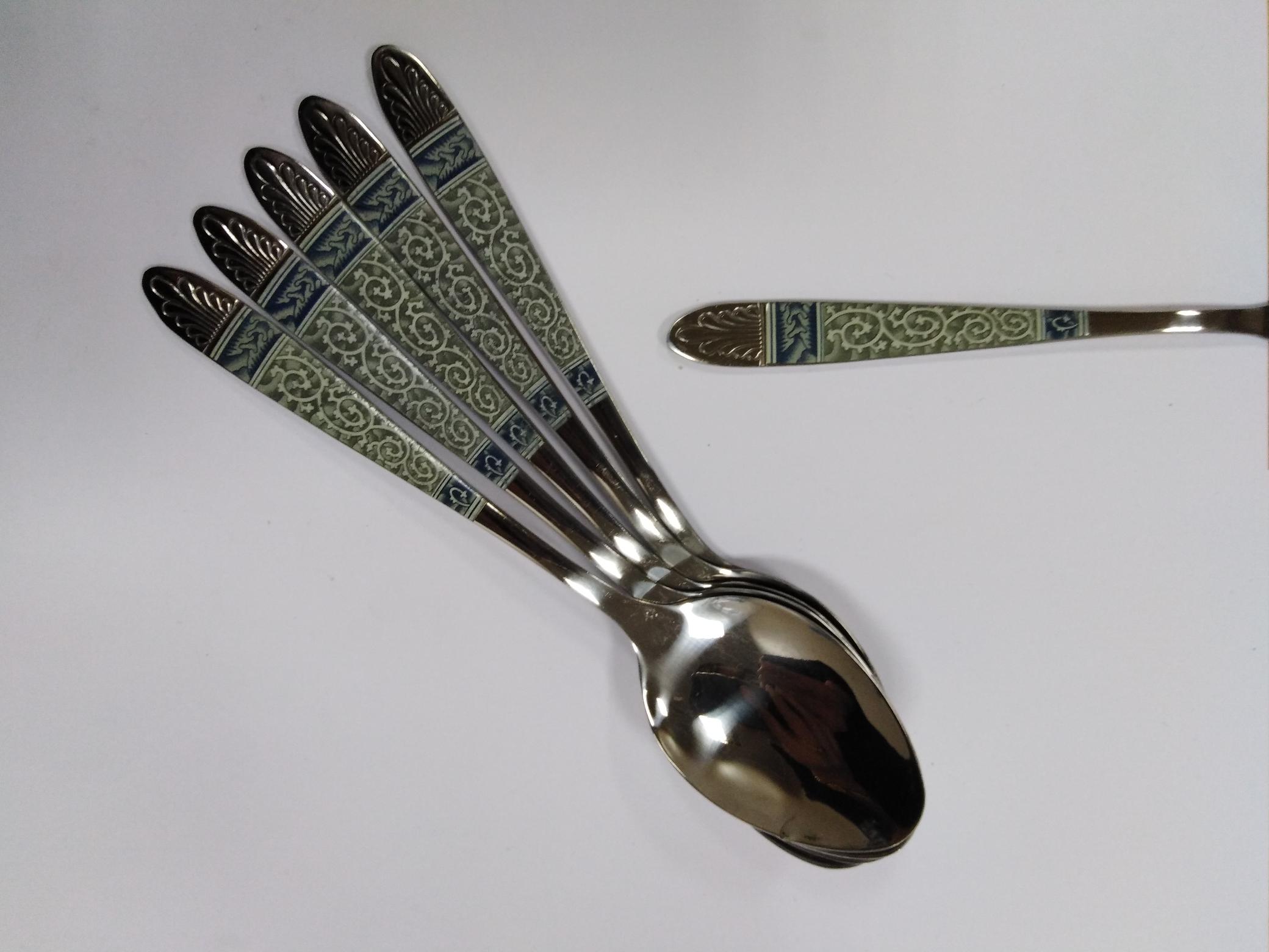 Ложка десертная, рисунок синий коврик AH77-5 (100шт)