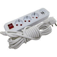 Удлинитель с кнопкой с тремя гнезд и разъемом для USB-кабеля BH-50119 (60шт)