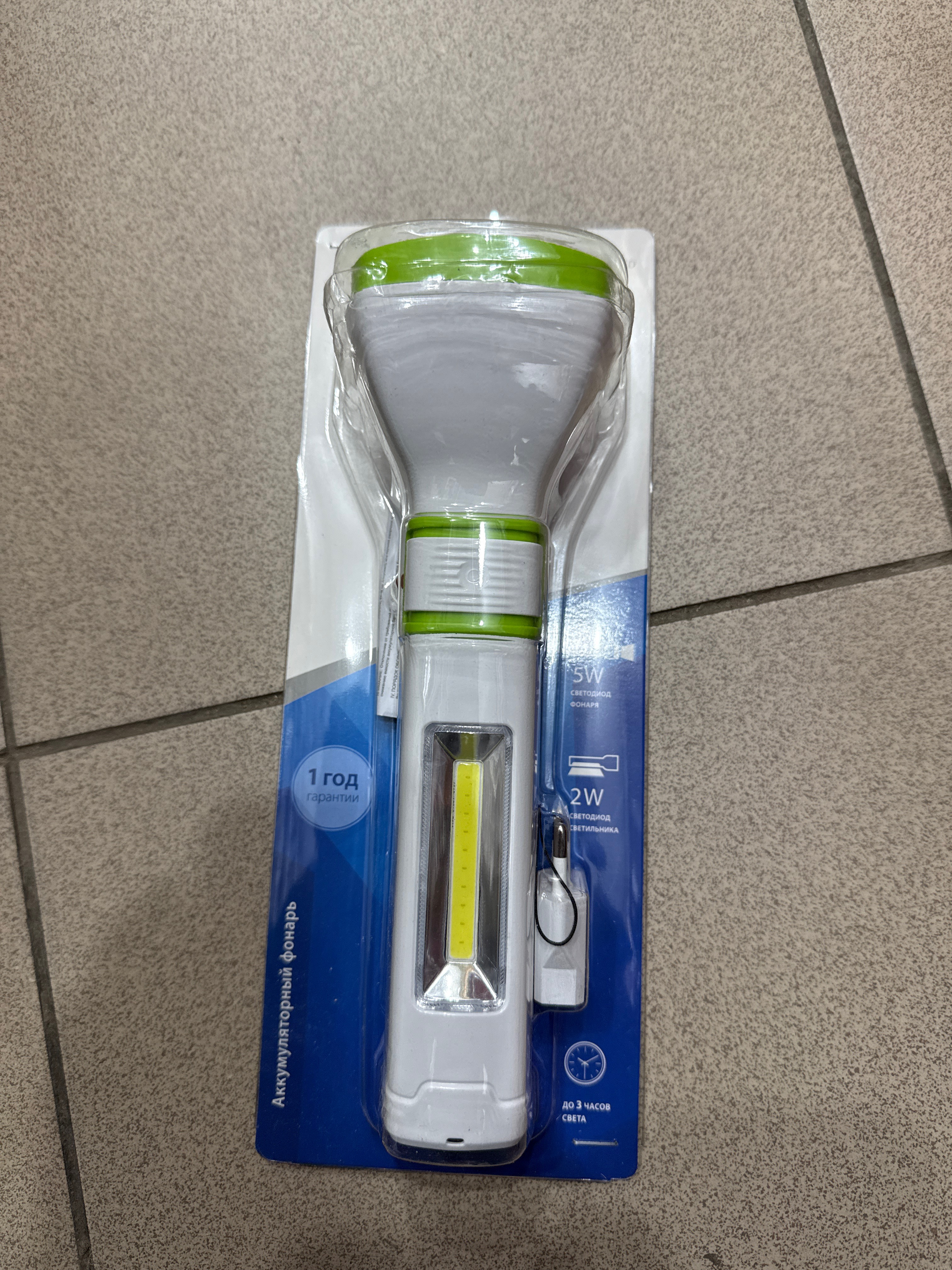 Фонарь аккум КОСМОС 3W LED, бок.пан. COB 2Вт, 3 реж раб, з/у 7035 70шт