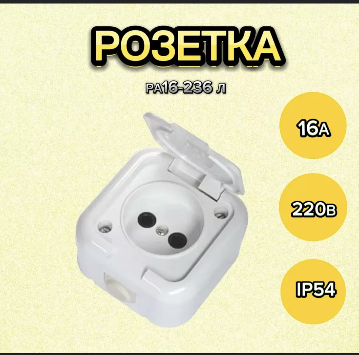 Розетка для открытой установки с крышка РА16-236