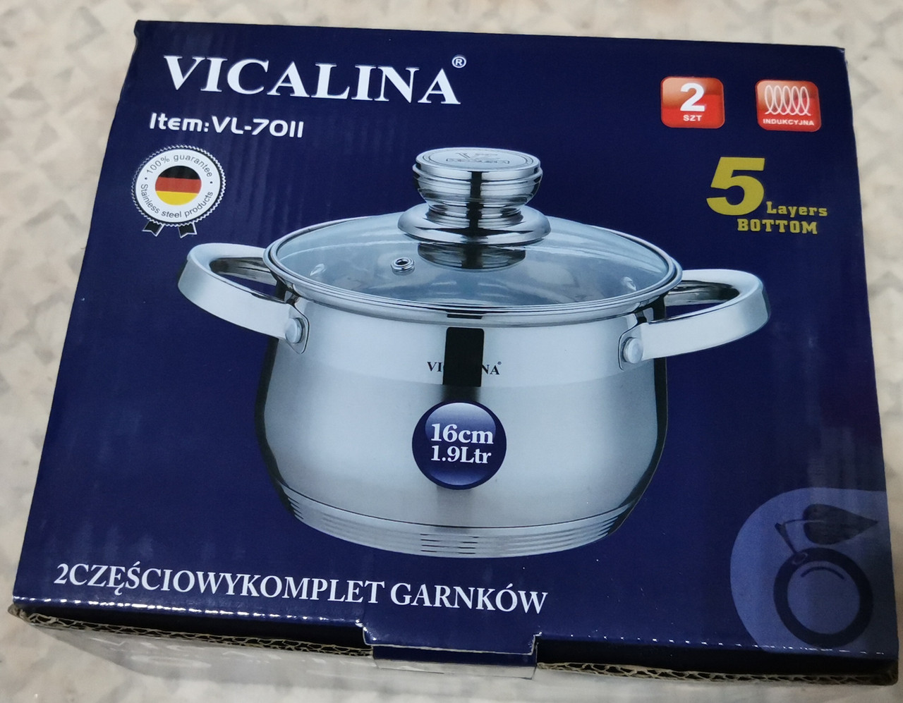 Кастрюля VICALINA   из нержавеющей стали 16см 1,5л. -  VL-7011 (6шт)